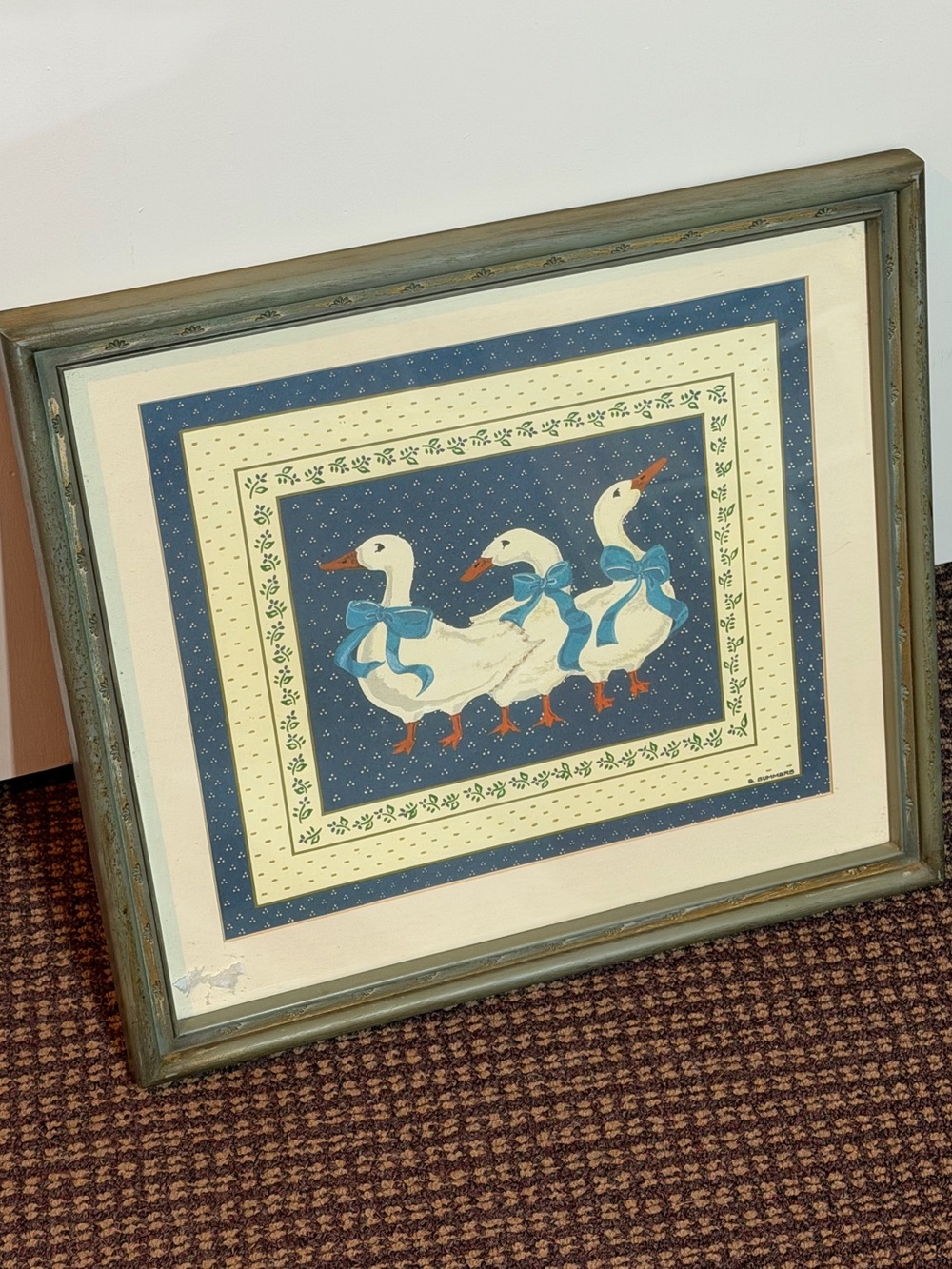 Vintage geese picture frame 18”